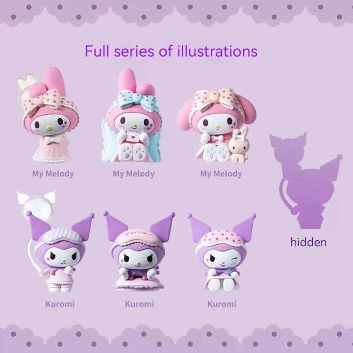 new-anime-sanrio-kawaii-kuromi-my-melody-sweetheart-pajamas-blind-box-pendant-car-decoration-girl-childrens-gifts-collectible