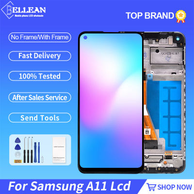 6.4นิ้วจอแสดงผล A115สำหรับ Samsung Galaxy A11จอแอลซีดีหน้าจอสัมผัสแผง Digitizer A115M F A115A U สมัชชาที่มีกรอบจัดส่งฟรี