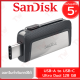 Sandisk ULTRA DUAL DRIVE 128GB แฟลชไดร์ฟ USB-A - USB type C สีเงิน รับประกันสินค้า 5 ปี