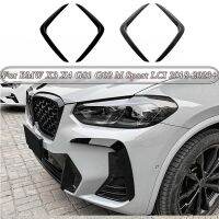 }{”:》กรอบไฟหน้ารถจักรยานรถ2ชิ้นสำหรับ G01 X3 BMW X4ขนาด G02ม. แบบสปอร์ตเคสกันกระแทกลิปทริมตะแกรงระบายอากาศ2018-2023 + สติกเกอร์สีดำเคลือบเงา