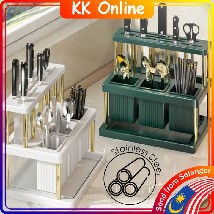 Kitchen Cutlery Rack Cutlery Storage Knife Organizer Rak Sudu Rak Pisau