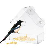 Clear Window Bird Feeder Sparrow Food Container Suction Cup Window Sturdy And Durable Acrylic Transparent House Shaped Feeding Automatic Feeders