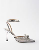 #885-16 VShoes  รองเท้าส้นสูงพันข้อ คริสตัลเล็ก  Color: silver   High: 9cm   Size 35 36 37 38 39 40