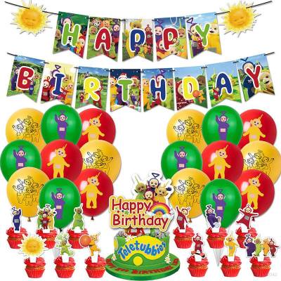 Teletubbies theme kids birthday party decorations banner cake topper balloons set supplies