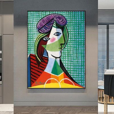 Pablo Picasso หัวของผู้หญิงผ้าใบโปสเตอร์ภาพวาดภาพผนังศิลปะโปสเตอร์และภาพพิมพ์สำหรับห้องนั่งเล่นตกแต่งผนัง