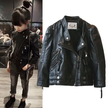 Kids Leather Motorcycle Jacket - Girls Leather Biker Jacket - SKU GRL-AL