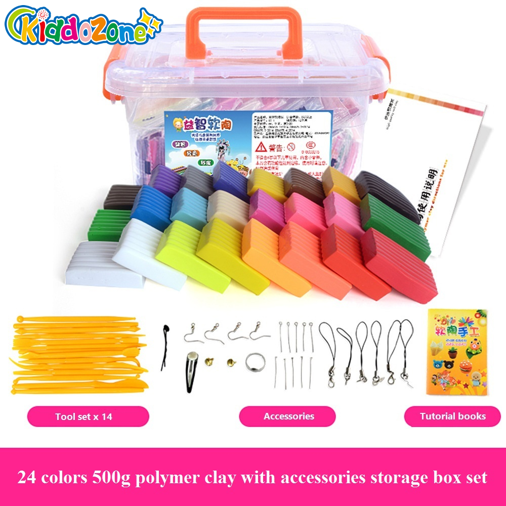 Tutorials and Storage Box 36 Colors Polymer Clay Accessories Oven Bake Modelling Clay Blocks DIY Colored Clay Kits for Kids with Tools