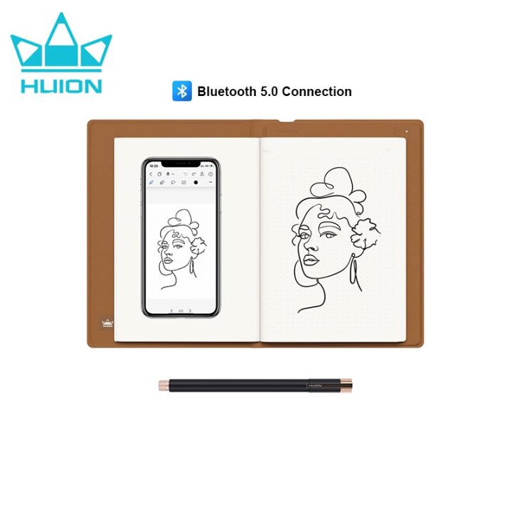 Huion Note Smart Notebook Wireless Graphics Tablet 50 Pages A5 Notepad ...