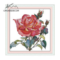 Crossdecor ดอกไม้ Cross Stitch ชุด Rose ประทับตราผ้าใบทำด้วยมือ DMC 11CT 14ct เย็บปักถักร้อย DIY เย็บปักถักร้อยด้ายฝ้ายชุดสำหรับผู้เริ่มต้นตกแต่งสำหรับ Sala Wall