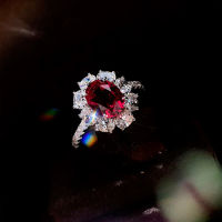 Baoyuan Pigeon Blood Red Ring Female Zircon Plating Gold Inlaid Zircon Colorful Diamond Ring Style HP7F