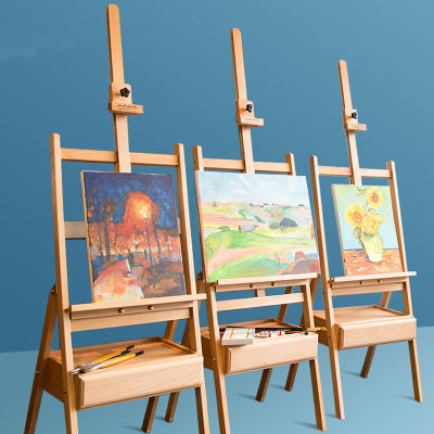 [Superior Quality] Adjustable Beech Easel for The Artist Painting Sketch Easel Drawing Table Box Oil Paints Easel Table Art Supplies for Painting