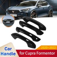 4x for Cupra Formentor 2020 2021 2022 Luxurious Gloss Black Carbon Fiber Chrome Door Handle Cover Stickers Trim Car Accessories