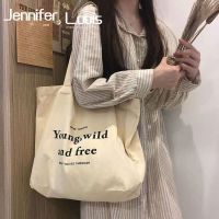 JENL Ready Stock Canvas Tote Bag Shoulder Bag Women S Large Capacity Canvas Bag กระเป๋าผ้าฝ้าย