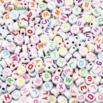 100Pcs Acrylic Letter A Alphabet Silicone Beads Vowel Letter Beads Women