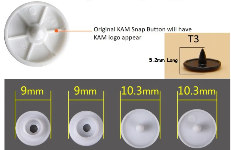 200 sets Glossy Transparent Clear T5 size 20 Kam Snaps Buttons
