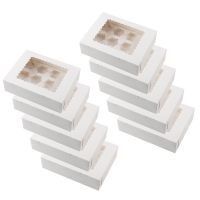 10 Pack Cupcake Boxes,Cupcake Containers with 12 Removable Inserts and Display Windows Cupcake Holders for Muffins