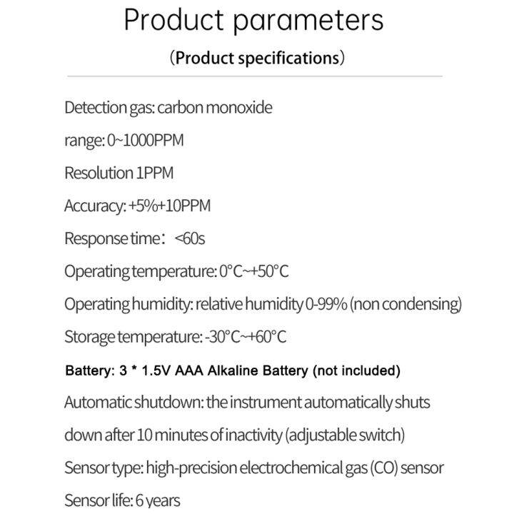 kkmoon-เครื่องวัดความเข้มข้นของคาร์บอนิกออกไซด์แบบพกพาเครื่องตรวจจับคาร์บอนมอนอกไซด์พร้อมการทดสอบอุณหภูมิและฟังก์ชั่นเครื่องเตือนมีไฟเสียง