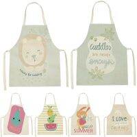 Cartoon Animal Style Apron Cleaning Pinafore Tablier Enfant Lion Pattern Sleeveless Linen Apron English Letters Bib Printing Bib