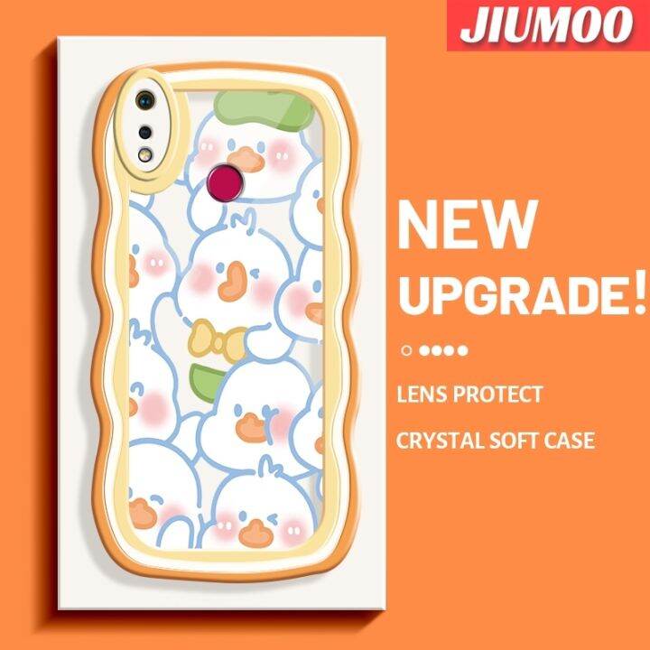 เคส-jiumoo-สำหรับ-realme-3-pro-เคส3i-realme-ลายการ์ตูนน่ารักรูปเป็ดดีไซน์ใหม่ขอบเป็นคลื่นเคสโทรศัพท์แบบใสแฟชั่นเคสป้องกันซิลิโคนเนื้อนิ่มเคสโปร่งใสกันกระแทกเลนส์กล้องถ่ายรูปที่สร้างสรรค์