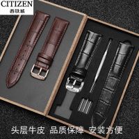 Citizen Watch Strap Accessories สายหนังลูกวัว หัวเข็มขัด Pin Buckle พลังงานแสงอาทิตย์ Kinetic Energy สร้อยข้อมือหนัง Slub Pattern สำหรับผู้ชายและผู้หญิง