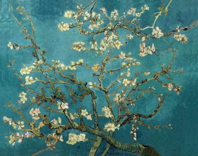 แกลเลอรีสีสันสดใสต้นอัลมอนด์สาขาในเบ่งบานด้วยภาพวาดด้วยมือ Vincent Van Gogh % สีน้ำมันบนผ้าใบการทำสำเนาแบบไม่มีกรอบและไม่ยืด X นิ้ว