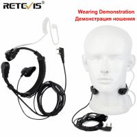 Retevis ไมโครโฟนในลำคอเครื่องรับส่งสัญญาณชุดหูฟังหูฟังสำหรับ Kenwood PTT UV 5R UV 82 RT622 RB618