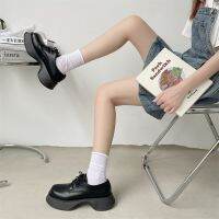 Fashionable Round Toe New Style Lace-Up Solid Color Simple Comfortable All-Match Oxford Shoes R Japanese Black Thick-Soled Big-Toe Brit
