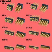 Cltgxdd 2Pcs Spring Loaded Pogo Pin Connector DIP 4 6 8 10 12 14 16 20 Position Dual Row Through Holes Height 7.0MM Pitch 2.54mm