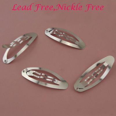 100PCS 5.0cm 2.0" Silver finish Plain Oval shape Metal Snap Clip For Handmade kids hair accessories at lead free,nickle free