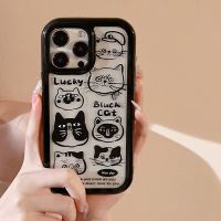 Black cartoon cat shell Fall-proof phone case tpu silicone for apple iphone 11 12 13 14 pro max x xr xs max