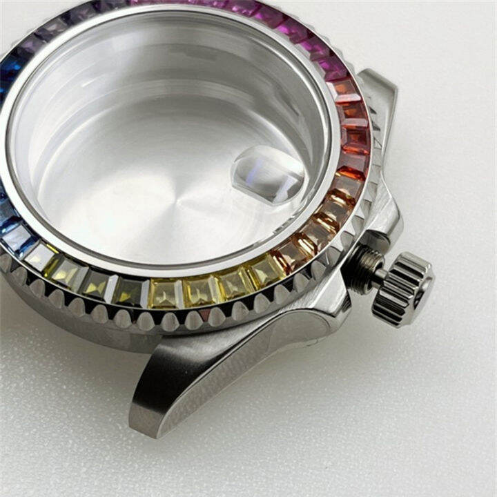 28.5MM Watch Case Watch Strap Rainbow Bezel Mechanical Diving Case