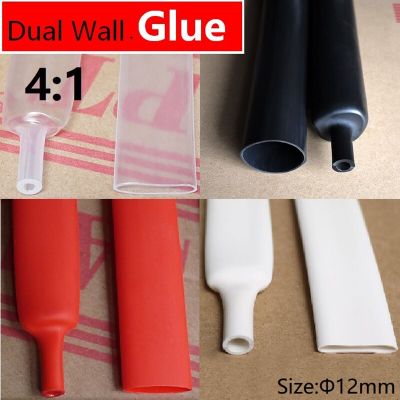 1M 12mm Diameter PE 4:1 Ratio Heat Shrinking Tube Adhesive Lined Dual Wall With Thick Glue Wire Wrap Waterproof Kit Cable Sleeve Electrical Circuitry