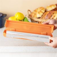 Plastic Wrap Dispenser with Cutter Refillable Cling Film Dispenser Kitchen Aluminum Foil/Foil Wax Paper Practical Cutting Tool