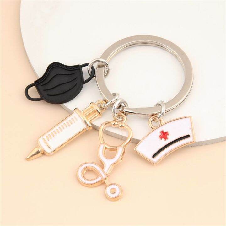 jh-doctor-chain-aid-personnel-car-keyring-syringe-stethoscope-pendant-accessories