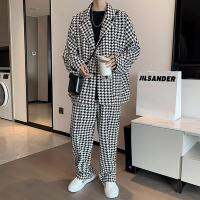 2Pc Plover เสื้อสูทผู้ชายชุดลำลองหลวมชายแฟชั่น Blazer เสื้อกางเกงชุดผู้ชาย Streetwear Suit