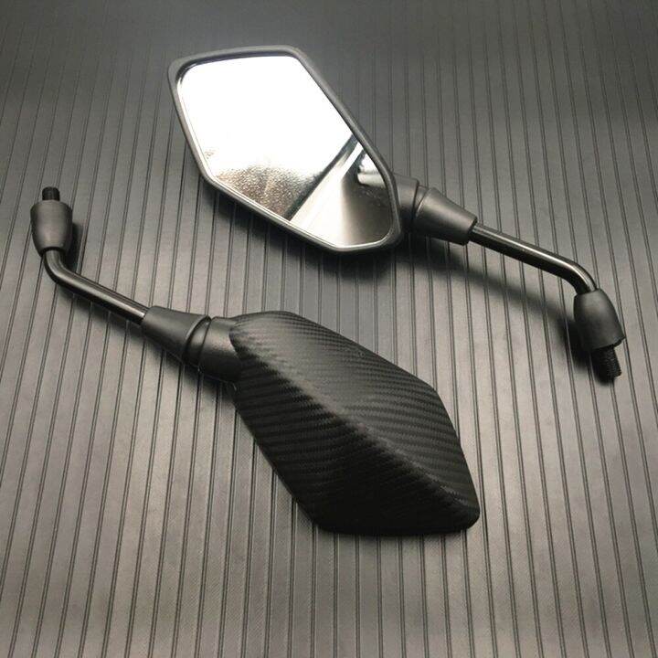 Universal Black Carbon Fiber Motorcycle Mirror Scooter E Bike Rear View