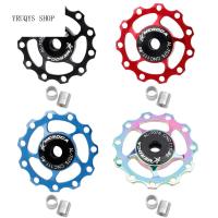 YRUQYS มู่เล่ย์ MTB อะลูมิเนียมผสม11T 13T แบริ่งแบริ่ง Derailleur ลูกกลิ้งลูกปืนที่ไม่ได้ใช้งานอะไหล่ล้อหลังลูกรอกมู่เล่ย์เหล็กจักรยาน