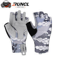 RUNCL UPF50กีฬาตกปลาถุงมือระบายอากาศป้องกันแสงแดด Fingerless ถุงมือกีฬาใช้สำหรับกลางแจ้งเรือคายัครอก