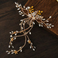 Luxury Gold Silver Color Tiaras Hair Comb Crystal Flower Rhinestone Long Floral Headband Princess Crown Wedding Hair Accessories