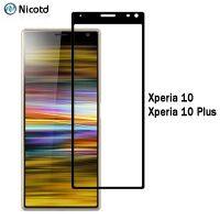 Nicotd สำหรับ Sony Xperia 10กระจกเทมเปอร์ฟิล์มคลุมทั้งชิ้นบวก X10ป้องกันหน้าจอ2.5D ป้องกัน