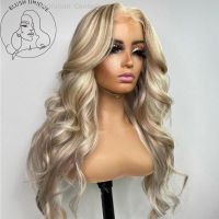 Ash Honey Blonde Lace Front Wig 13x4 Synthetic Hair HD Transparent 613 Colored Lace Frontal Wigs For Women Highlight Wig Cosplay [ Hot sell ] Decoration Center