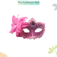 Sunflower หน้ากากเวนิสประดับเพชรสำหรับปาร์ตี้เต้นรำขนนกดอกไม้ชุดการแสดงเทศกาลเฉลิมฉลองงานแต่งงานหน้ากากผู้หญิงเซ็กซี่สวมหน้ากากคริสต์มาส