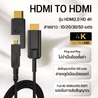 สาย HDMI to HDMI ยาว 10/20/30/50 เมตร HDMI Cable 4K Fiber  สายต่อจอ HDMI Support 4K, TV, Monitor, Computer