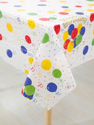 Heavy Duty Luxury Disposable Plastic Balloon Rectangle Tablecloth for Kid Birthday Party