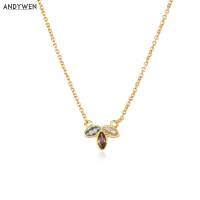 ANDYWEN 925 Sterling Silver Gold Queen Zircon Rainbow CZ Pendant Long Chain Necklace 2022 Women Wedding Jewelry 2022 Crystal