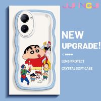 Jjlingji เคสสำหรับ Realme C33 C31 C33 C55 V30 5G Narzo N55น่ารักเครยอนชินจังมากมาการองคลื่นเคสมือถือกันกระแทกแบบใสนิ่มโปร่งใสลายกล้องถ่ายรูปที่สร้างสรรค์เคสซิลิกาเจลฝาครอบป้องกัน