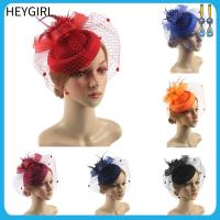 HEYGIRL ย้อนยุค งานเลี้ยงน้ำชาค็อกเทล ตาข่าย Sinamay ขนนก ผ้าคลุมหน้า หมวก fascinators ที่คาดผม หมวก fedoras กิ๊บติดผม