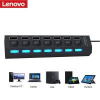 Lenovo 7 พอร์ต 4 พอร์ต LED USB 2.0 Adapter Hub Splitter พร้อม Power Adapter เปิด/ปิด USB Splitter HUB สำหรับ PC แล็ปท็อปโน้ตบุ๊ค-Gamekj