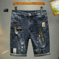 [ของมาใหม่] Celana Pendek Denim ของผู้ชาย2023กางเกงขาสั้นธุรกิจลำลองของผู้ชาย Celana Pendek Denim คุณภาพดีแฟชั่นหรูหราฤดูร้อน