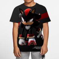 Cartoon Anime Character Black Sonic Print Children Kids T-shirt Short-sleeved Round Neck Comfortable Childrens Clothing Baju Blouse